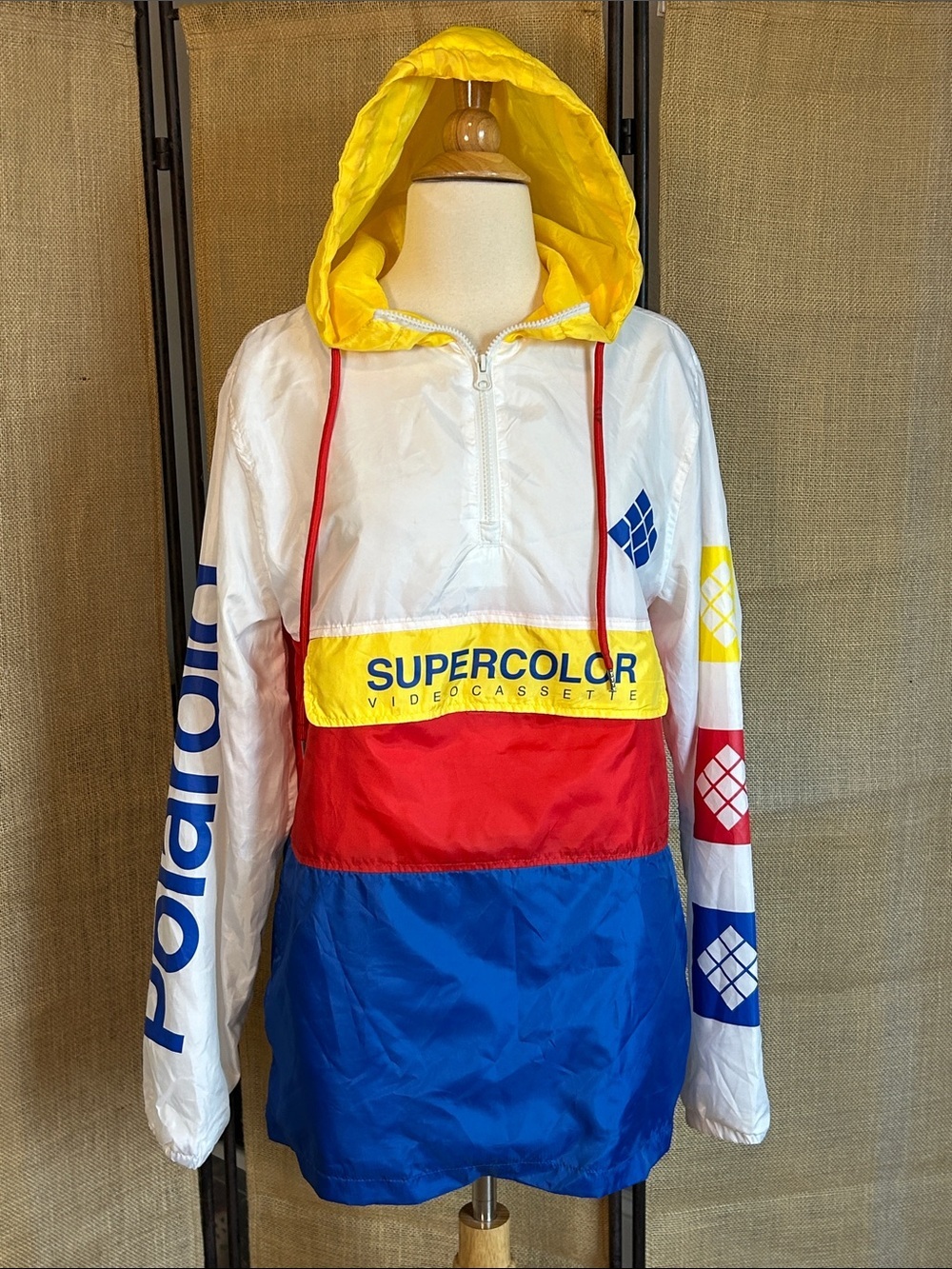NWOT Polaroid Supercolor Kangaroo Pocket Front Windbreaker Men’s Size S Unisex - Picture 14 of 14